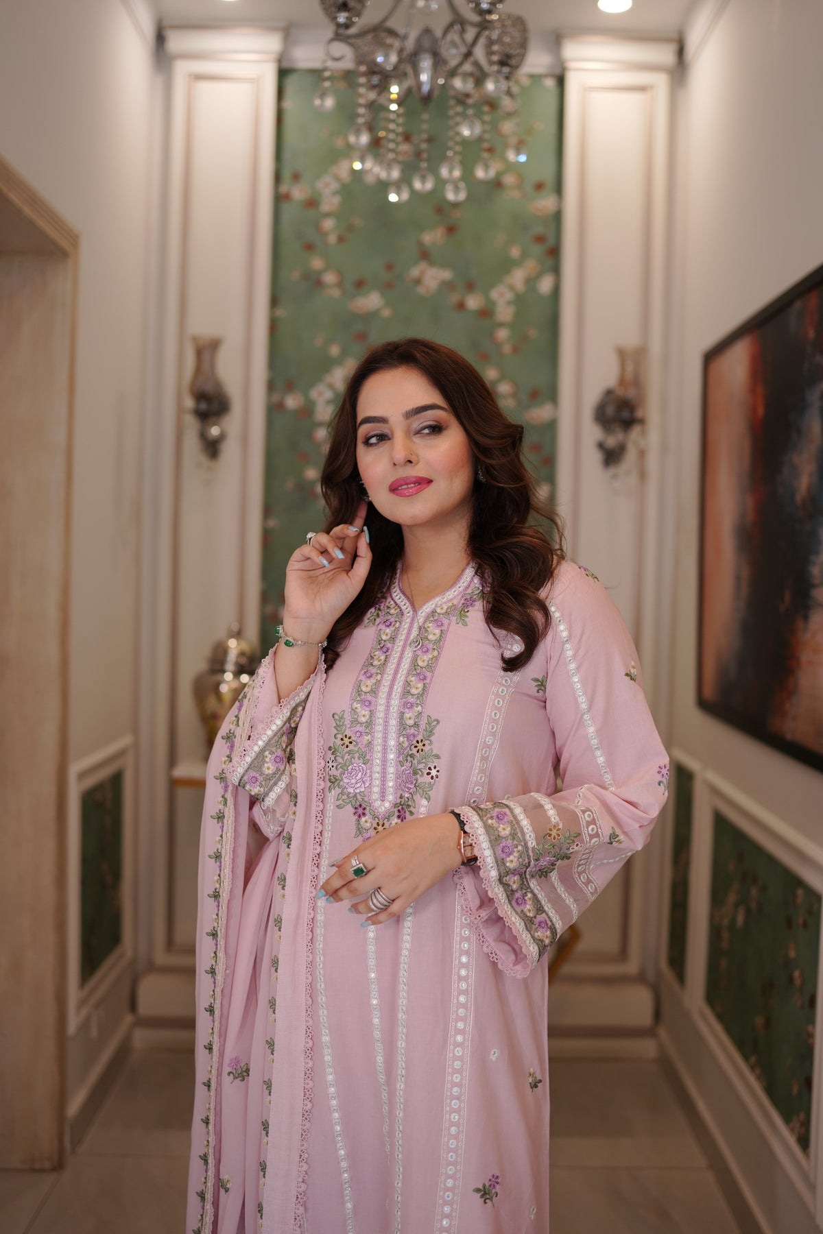 Aneelas Emb Kaftan Trouser 2pc [LUX-26-105] [Dispatch Time 2 Months]