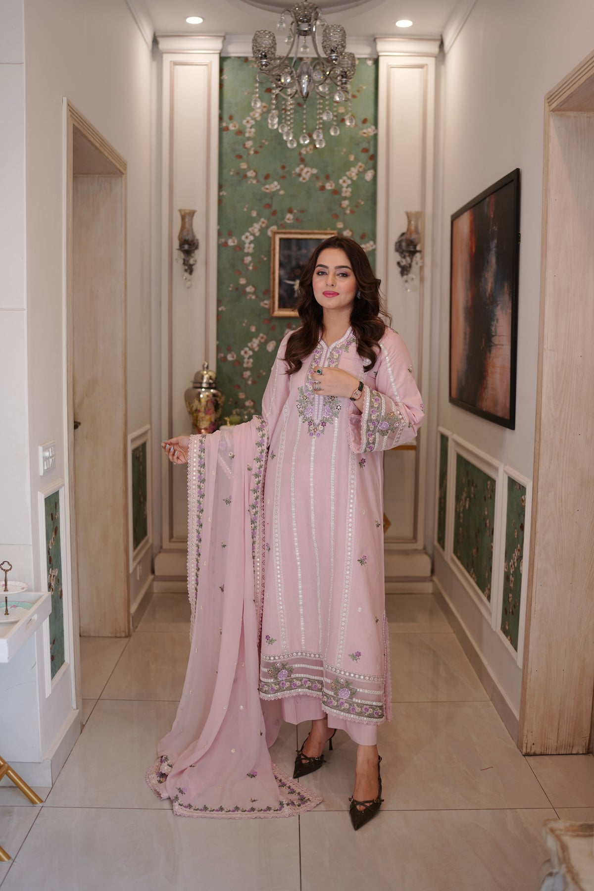 Aneelas Emb Kaftan Trouser 2pc [LUX-26-105] [Dispatch Time 2 Months]