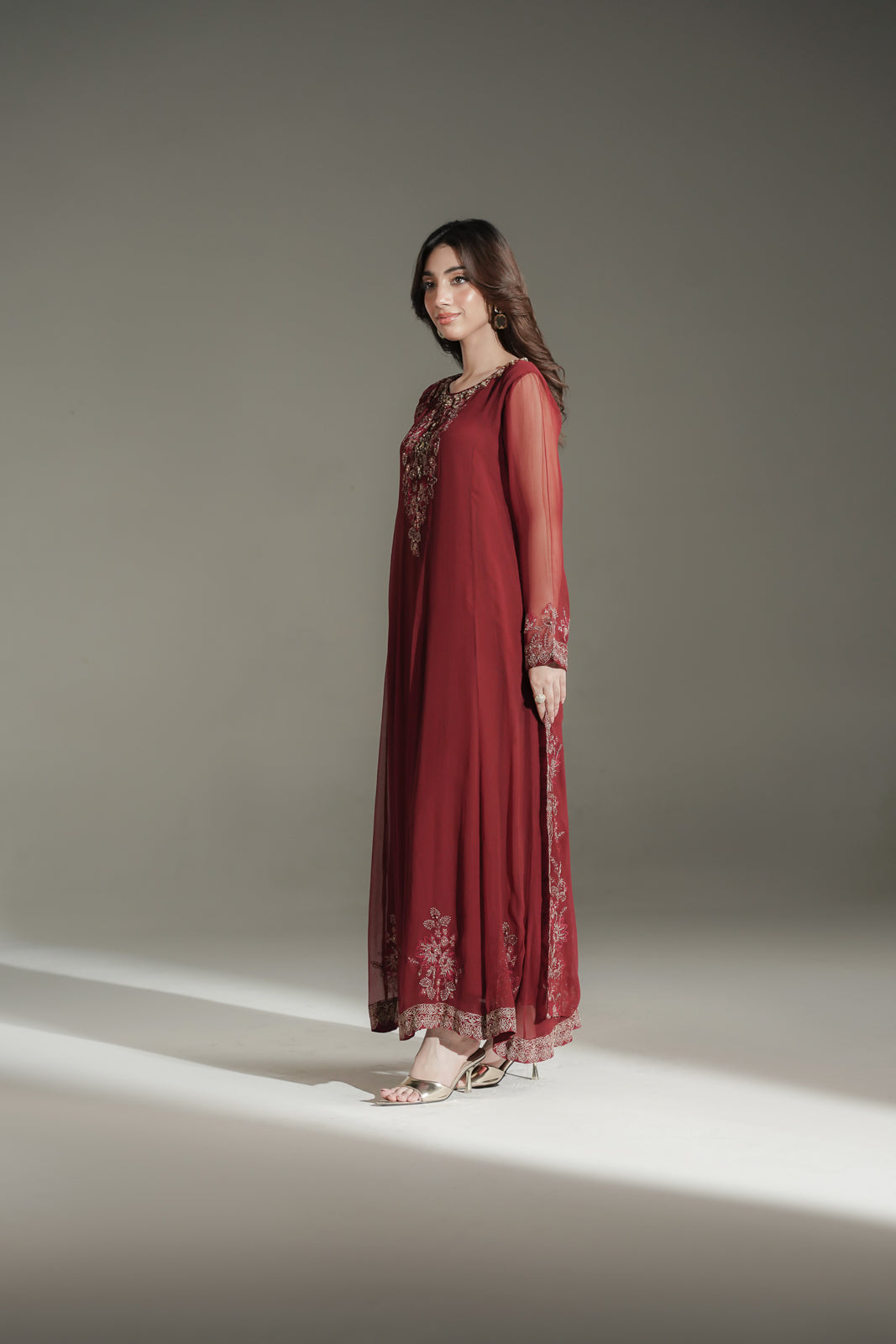 3 Piece Chiffon Embroidered Suit (FW0040)