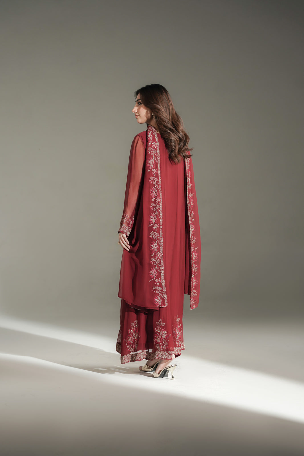 3 Piece Chiffon Embroidered Suit (FW0040)