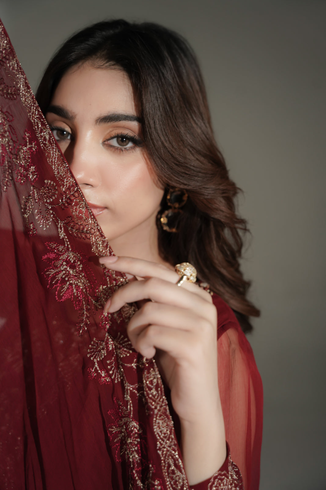 3 Piece Chiffon Embroidered Suit (FW0040)