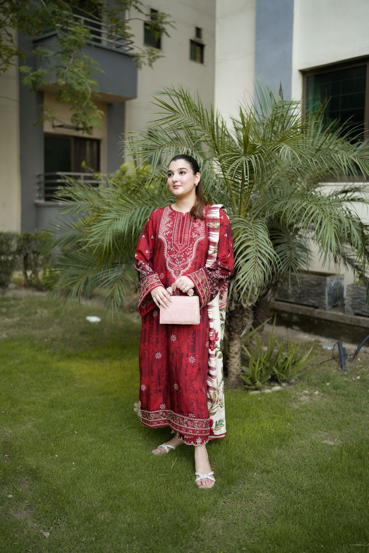 Rs 12000 Aneelas Stitched Twill Print Emb 3pc Twill Shawl [VC-26-20-B] [Est Dispatch Time 2 Months]