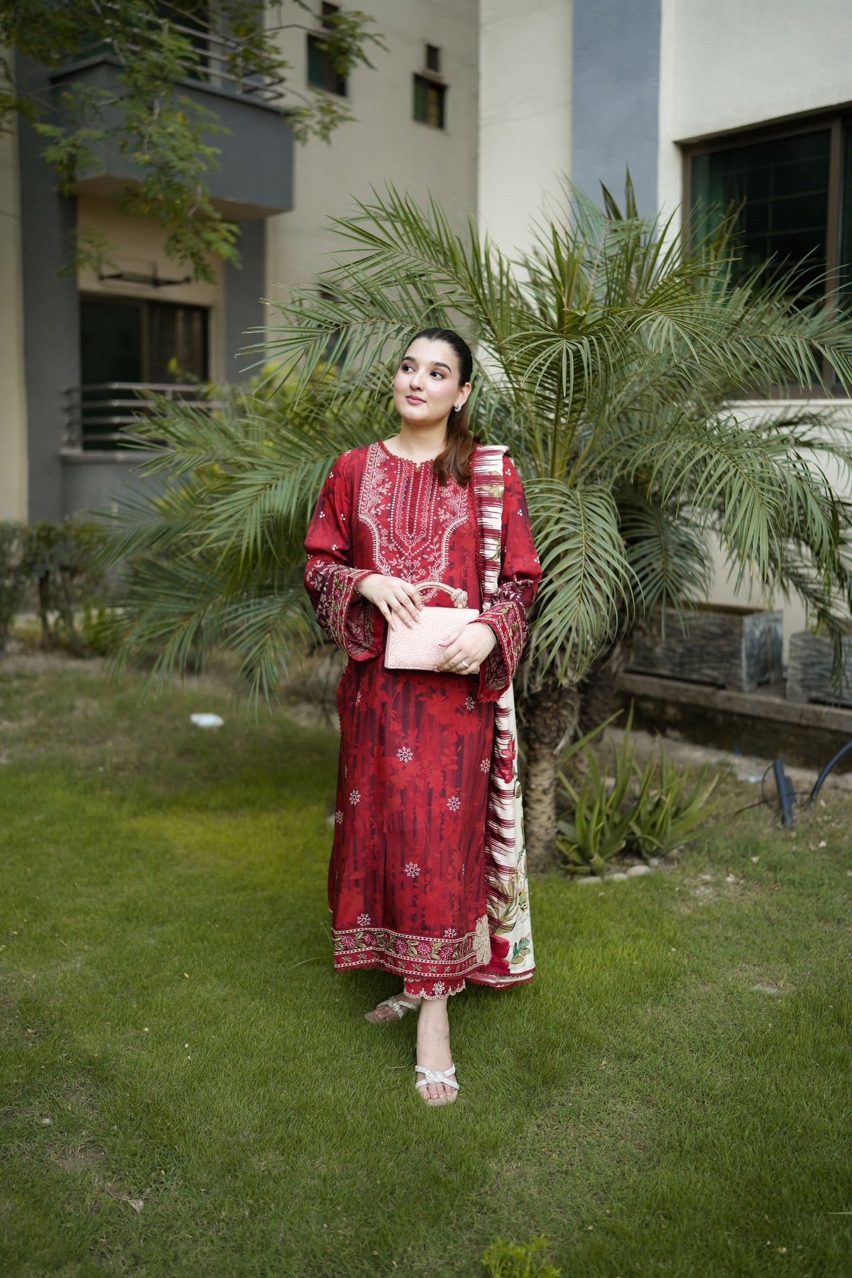 Rs 11500 Aneelas Stitched Linen Print Emb 3pc Viscose Duppata [VC-26-20-A] [Est Dispatch Time 2 Months]