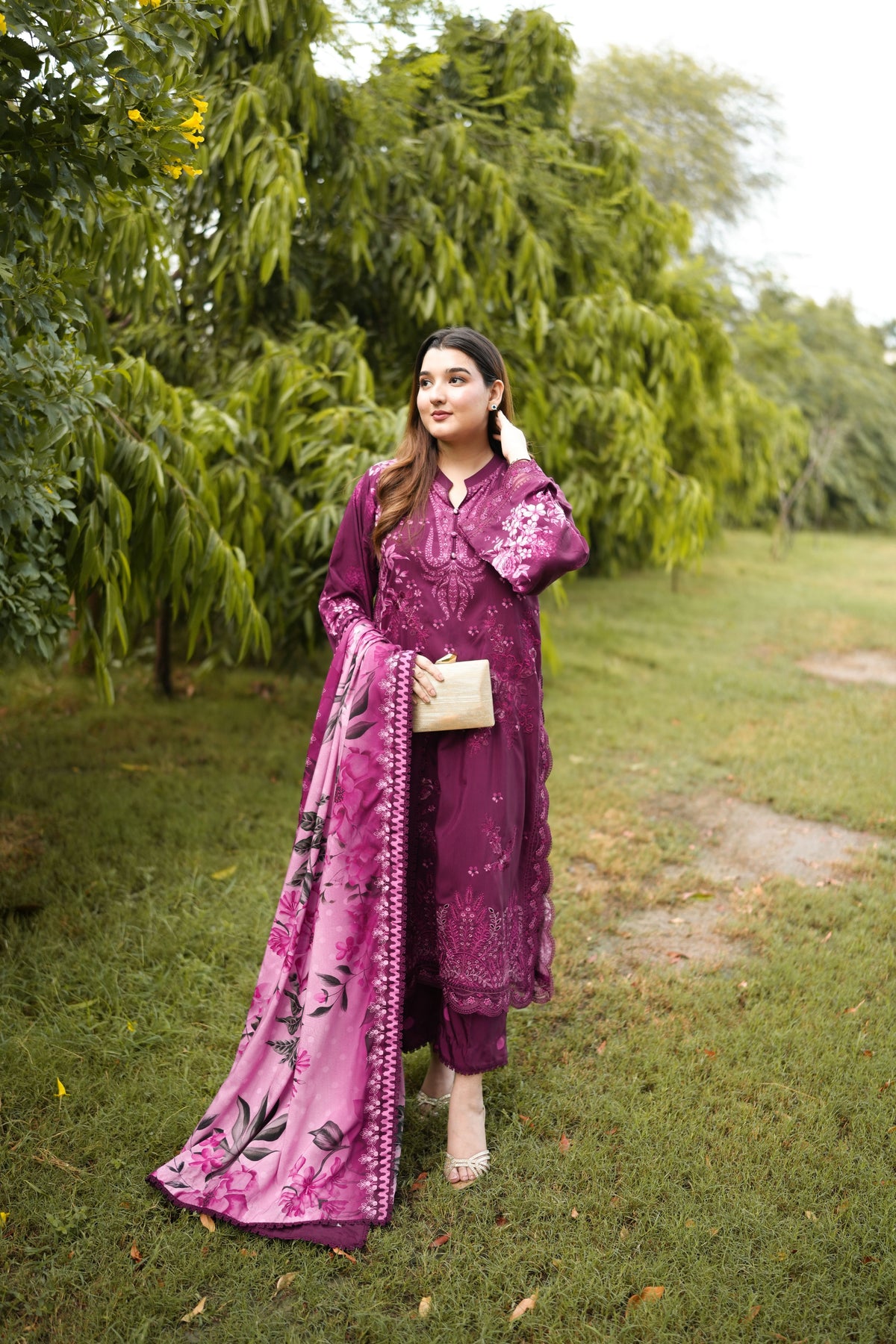 Aneelas Viscose Print Emb 3pc With Viscose Duppata [VC-26-13] [Dispatch Time 2 Month]