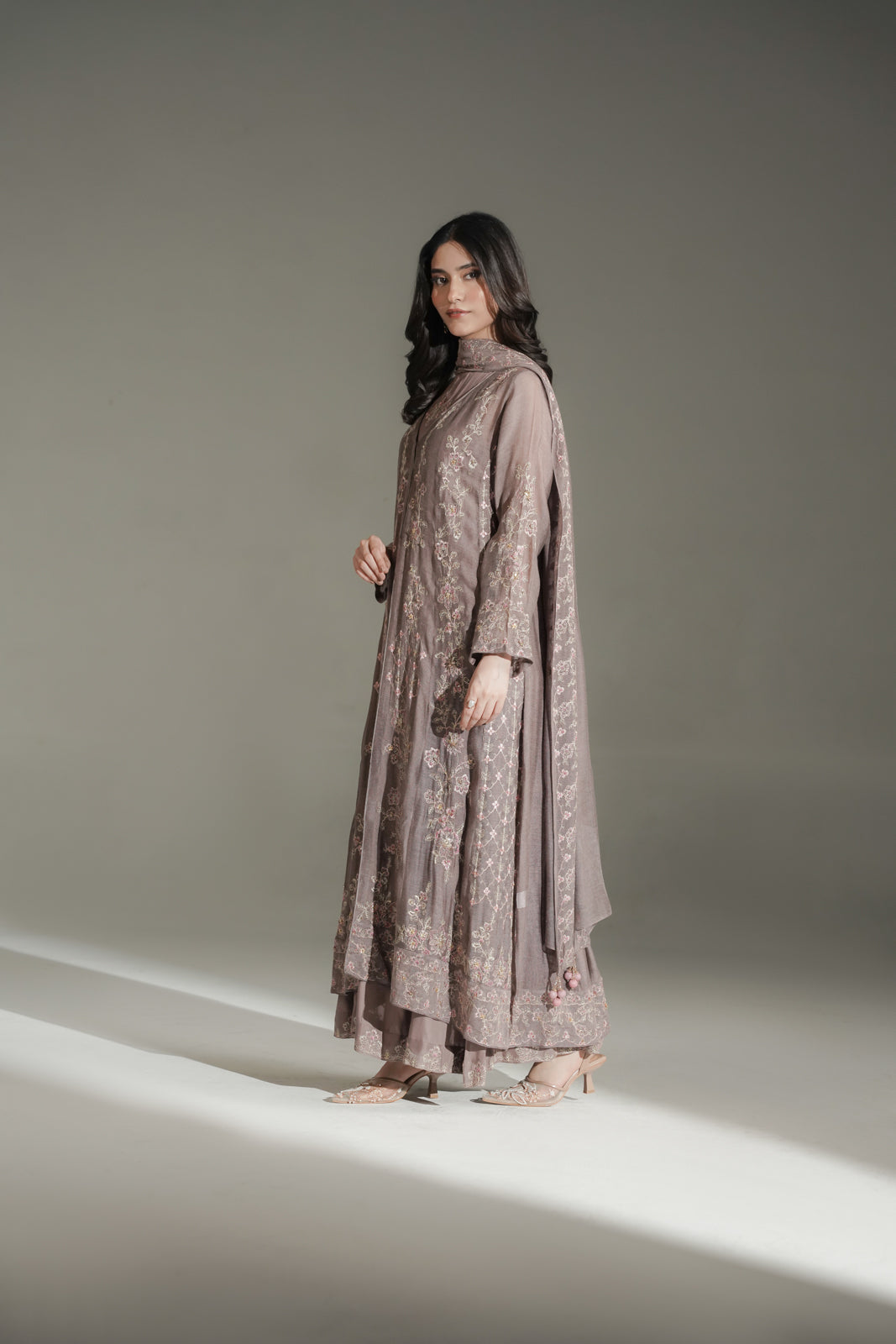 3 Piece Khaddi Net Embroidered Suit (FW0038)