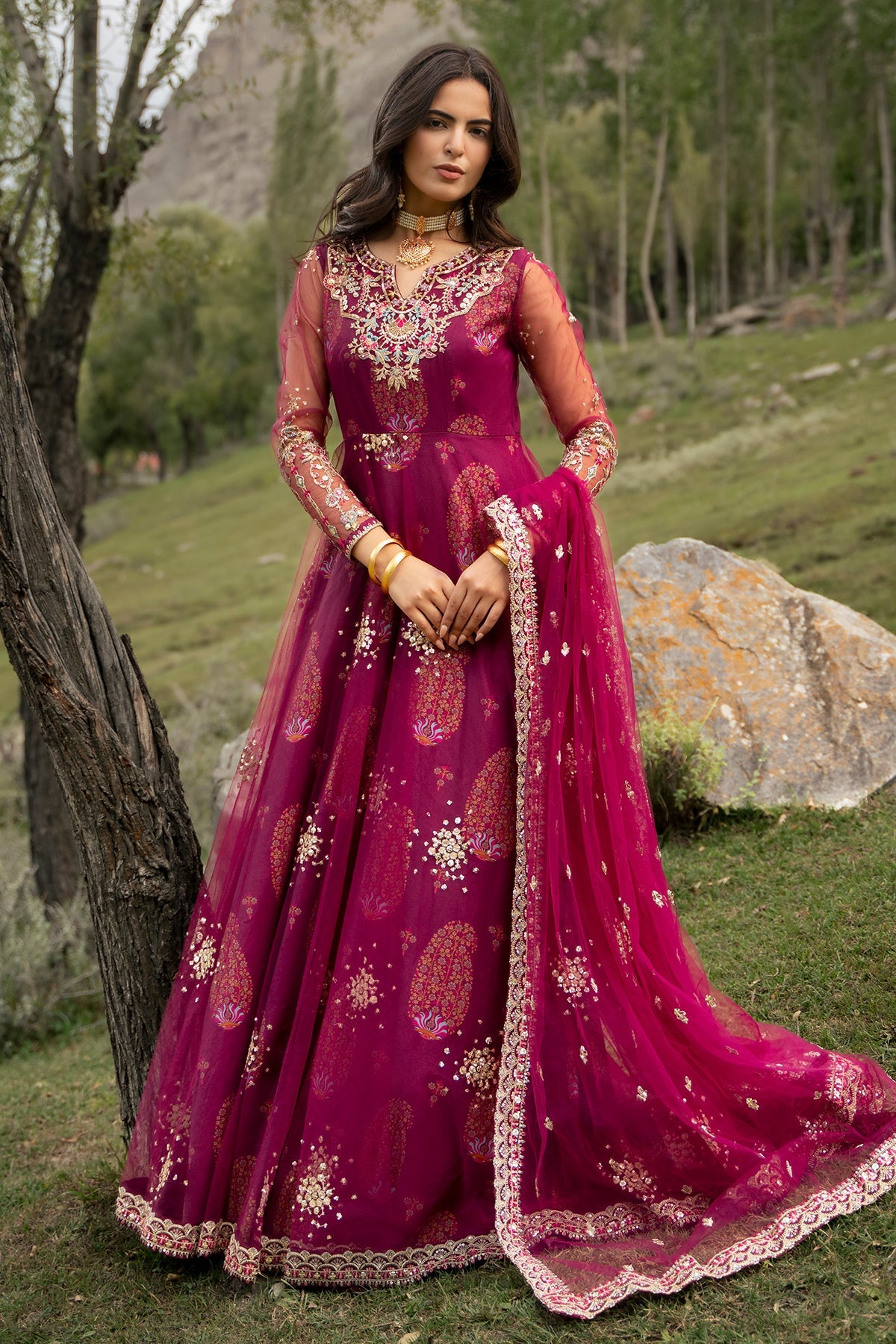 3-PC Stitched Embroidered Ploy Net CMA-6-481