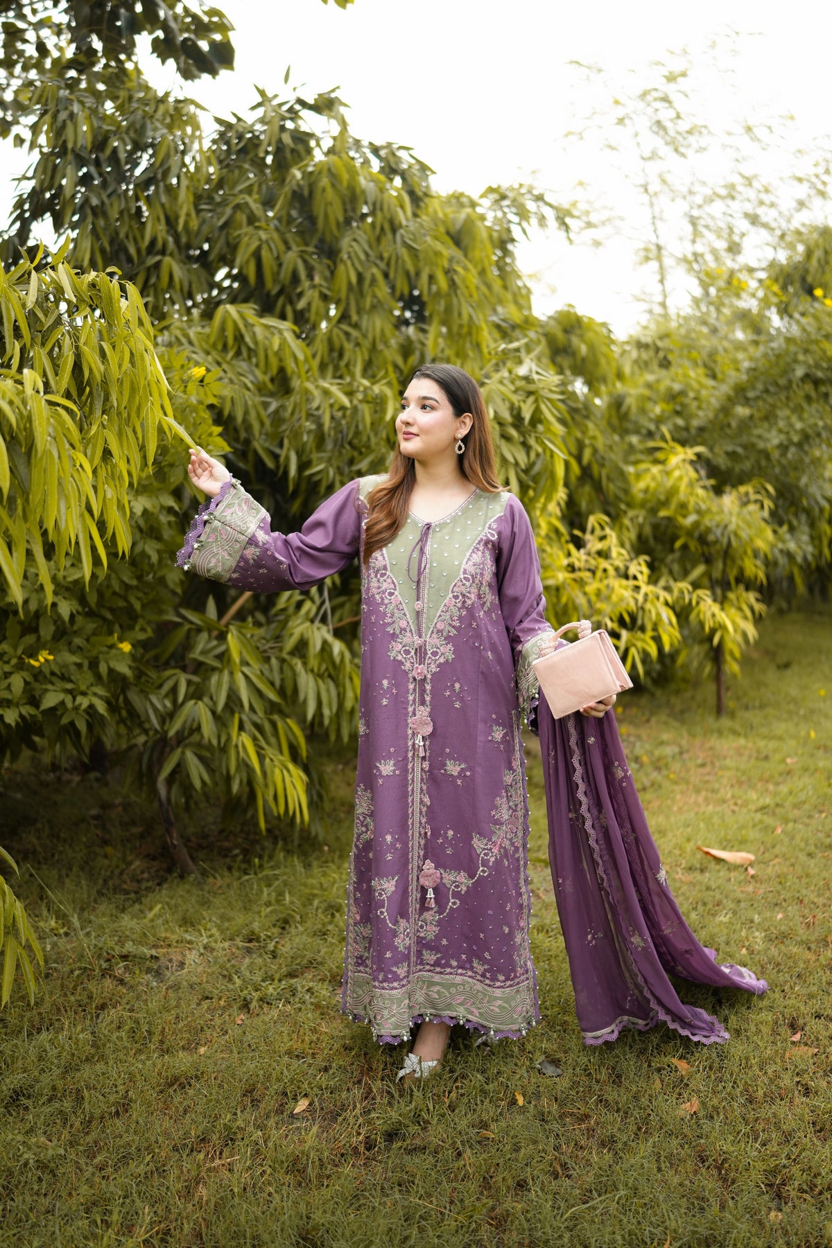 Rs 20500 Aneelas Stitched Karandi Emb 3pc Chiffon Duppata [KR-26-12] [Dispatch Time 2.5 Months]