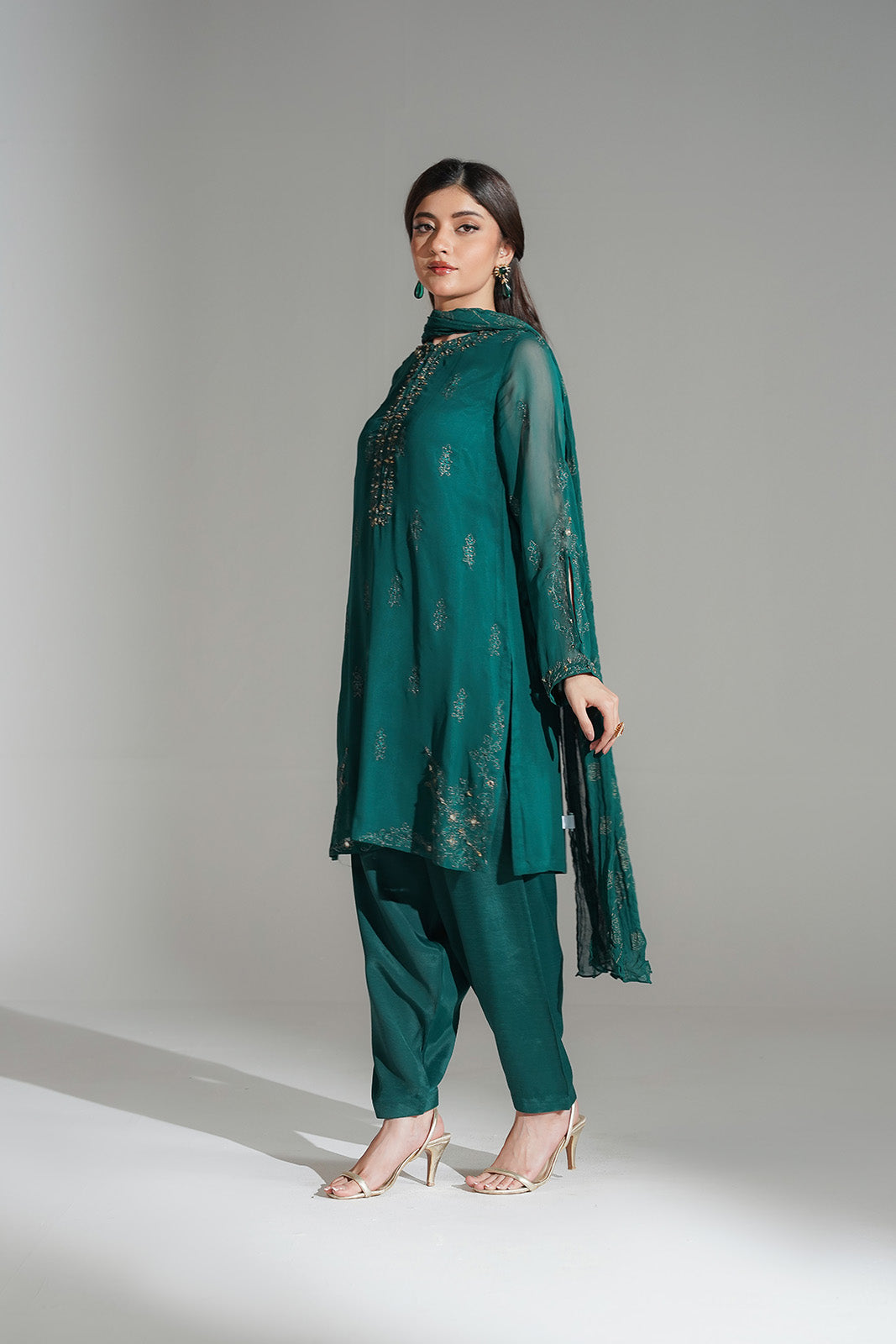 3 Piece Chiffon Embroidered Suit (FL0178)
