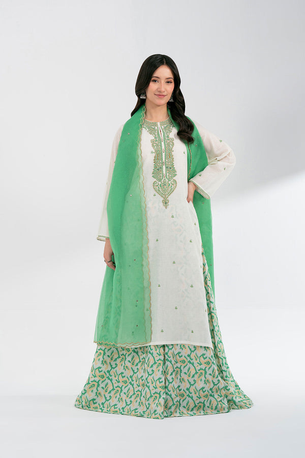 3 Piece Check Lawn Embroidered Suit (CS0604)