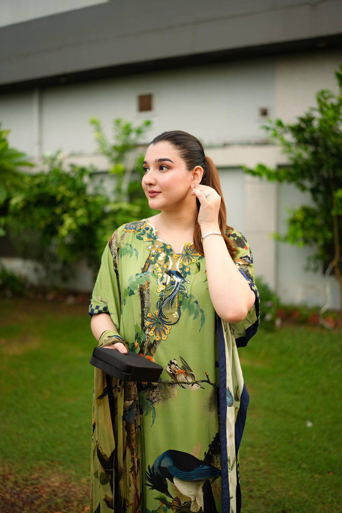 Aneelas Twill Print Embroidered Kaftan 3pc Twill Dupatta [WPR-26-01-B-B]