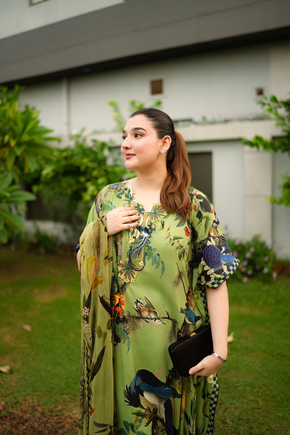 Aneelas Chiffon Print Emb Kaftan 3pc Chiffon Duppata [WPR-26-01-B-B] [Dispatch Time 2 Month]