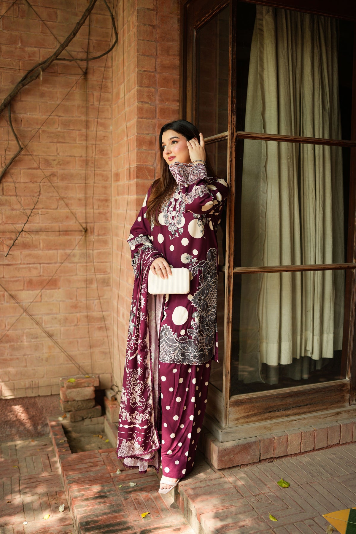 Aneelas Viscose Print Emb 3pc Viscose Duppata [VC-26-27-A] [Dispatch Time 2 Month]