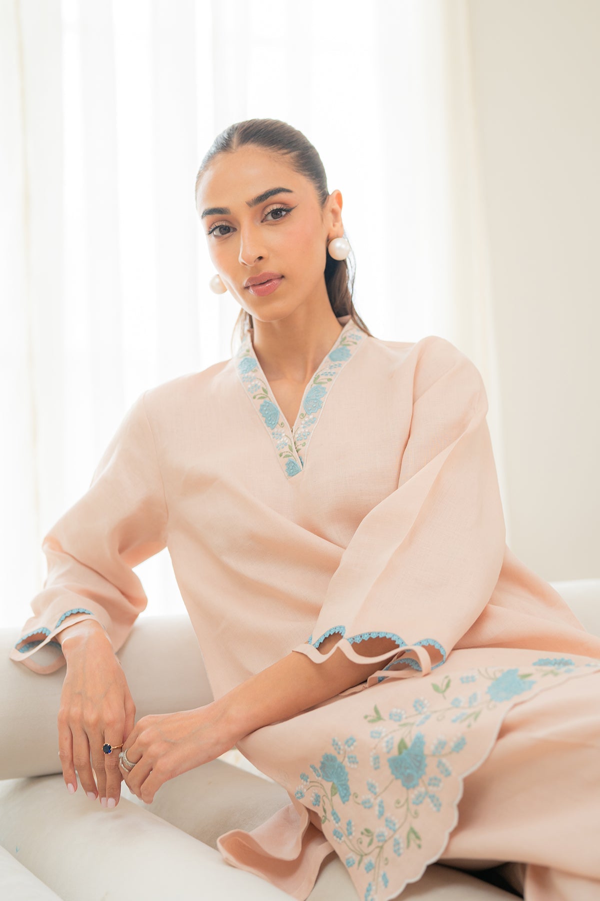 3 Piece Embroidered Raw Silk Suit
