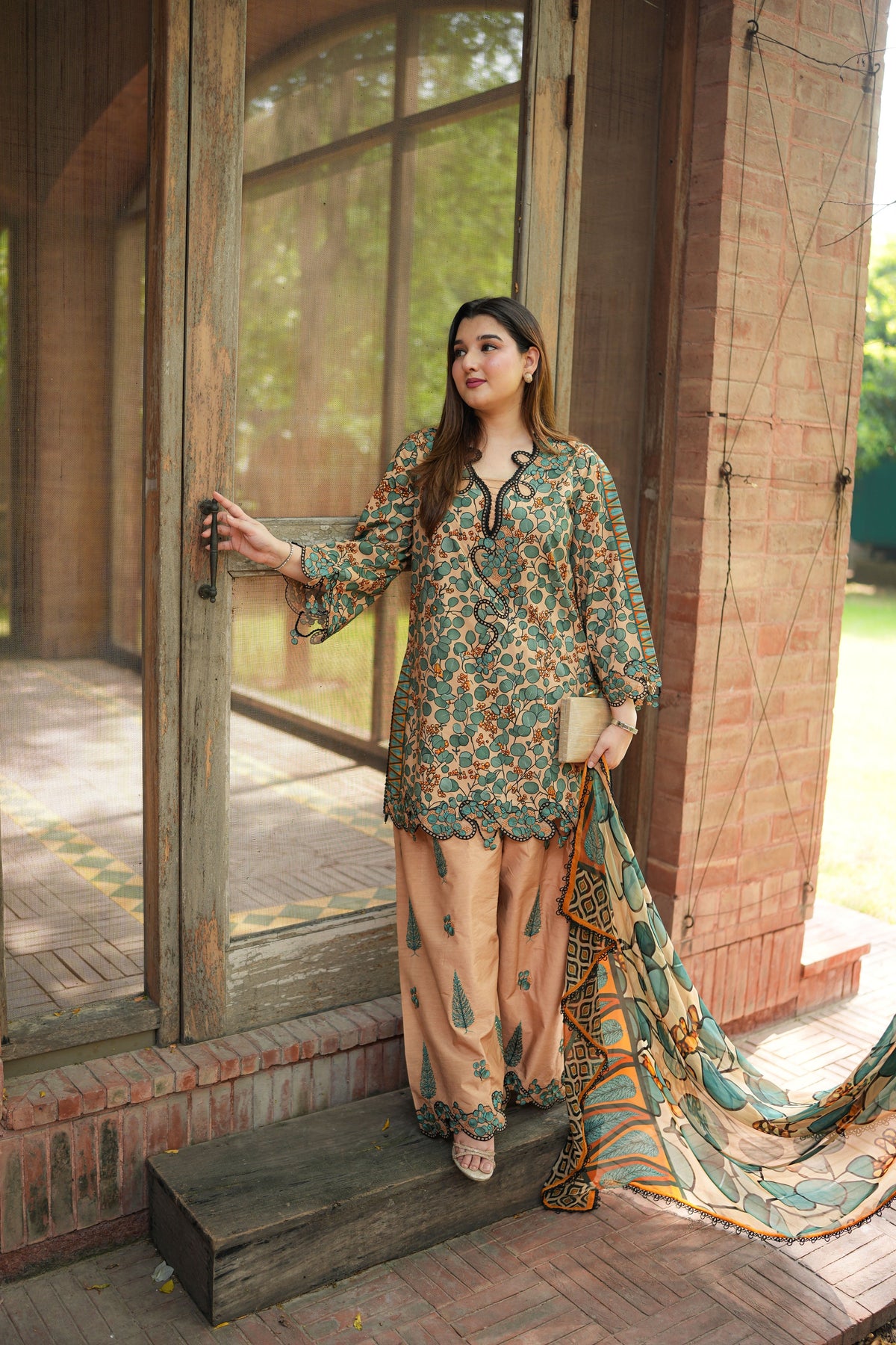 Rs 13500 Aneelas Stitched Viscose Print Emb 3pc Silk Duppata [VC-26-30-A] [Dispatch Time 2 Months]