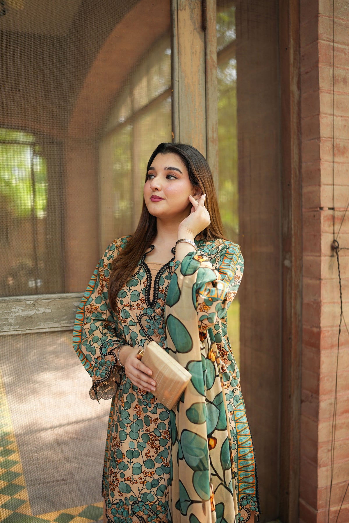 Aneelas Viscose Print Emb 3pc Viscose Duppata [VC-26-30-C] [Dispatch Time 2 Months]