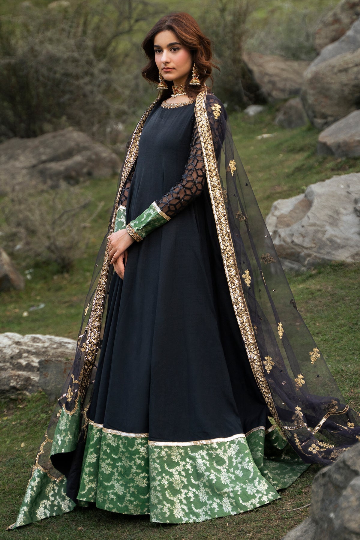 3-PC Stitched Embroidered Raw Silk CMA-6-486
