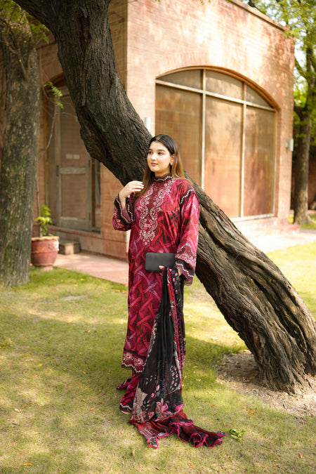 Aneelas Viscose Print Embroidered 3pc Chiffon Dupatta [VC-26-16-B]