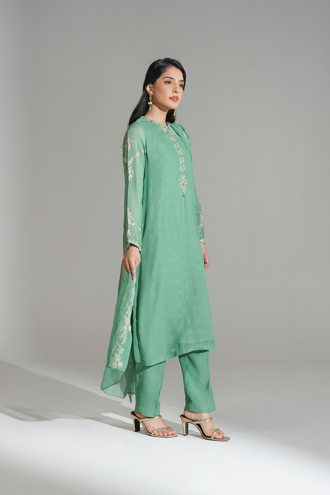 3 Piece Chiffon Embroidered Suit (FS0158)
