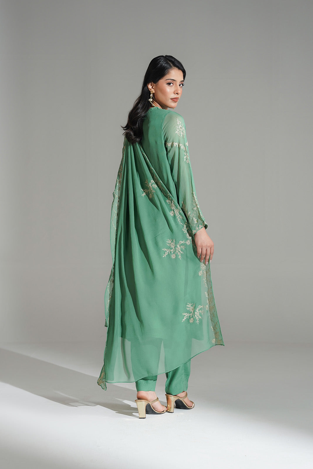 3 Piece Chiffon Embroidered Suit (FS0158)