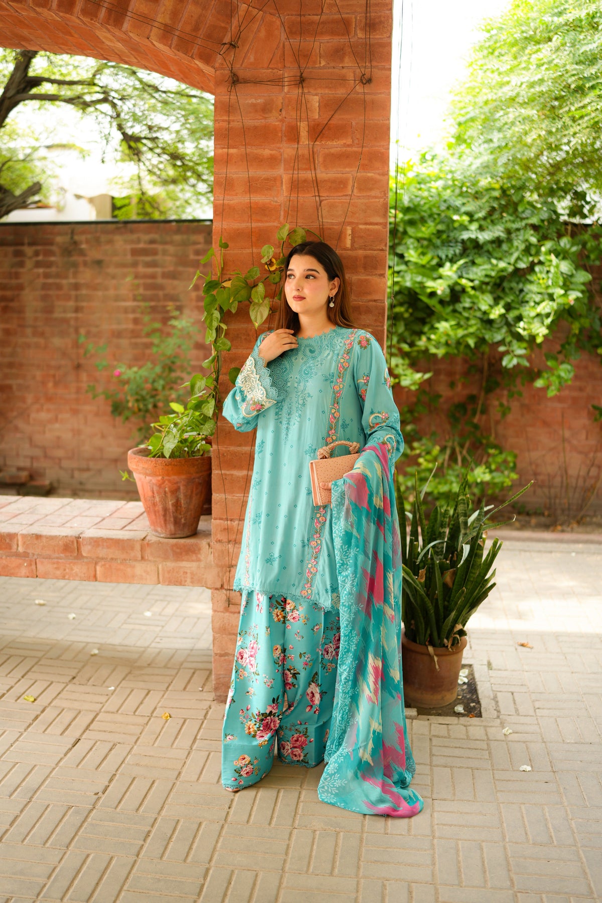 Rs 11800 Aneelas Stitched Viscose Print Emb 3pc Chiffon Duppata [VC-26-19-B] [Dispatch Time 2 Months]