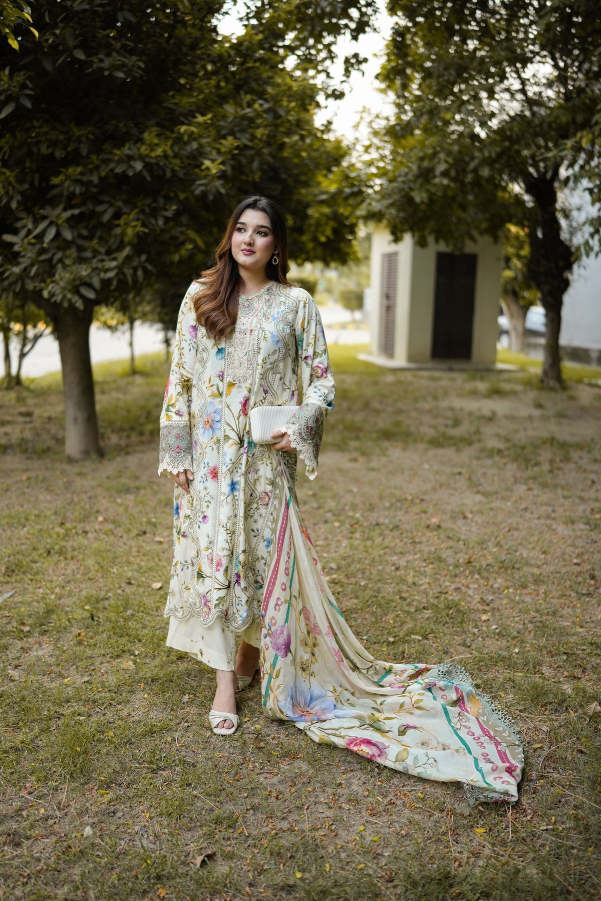 Aneelas Viscose Print Emb 3p Viscose Duppata [VC-26-25-A] [Dispatch Time 2 Months]