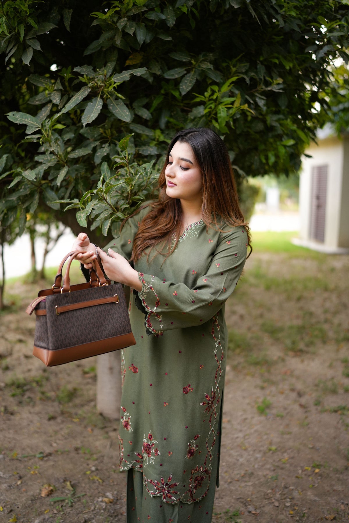 Aneelas Peach Wool Emb Shirt Trouser 2pc [PLX-26-11] [Dispatch Time 2 Months]
