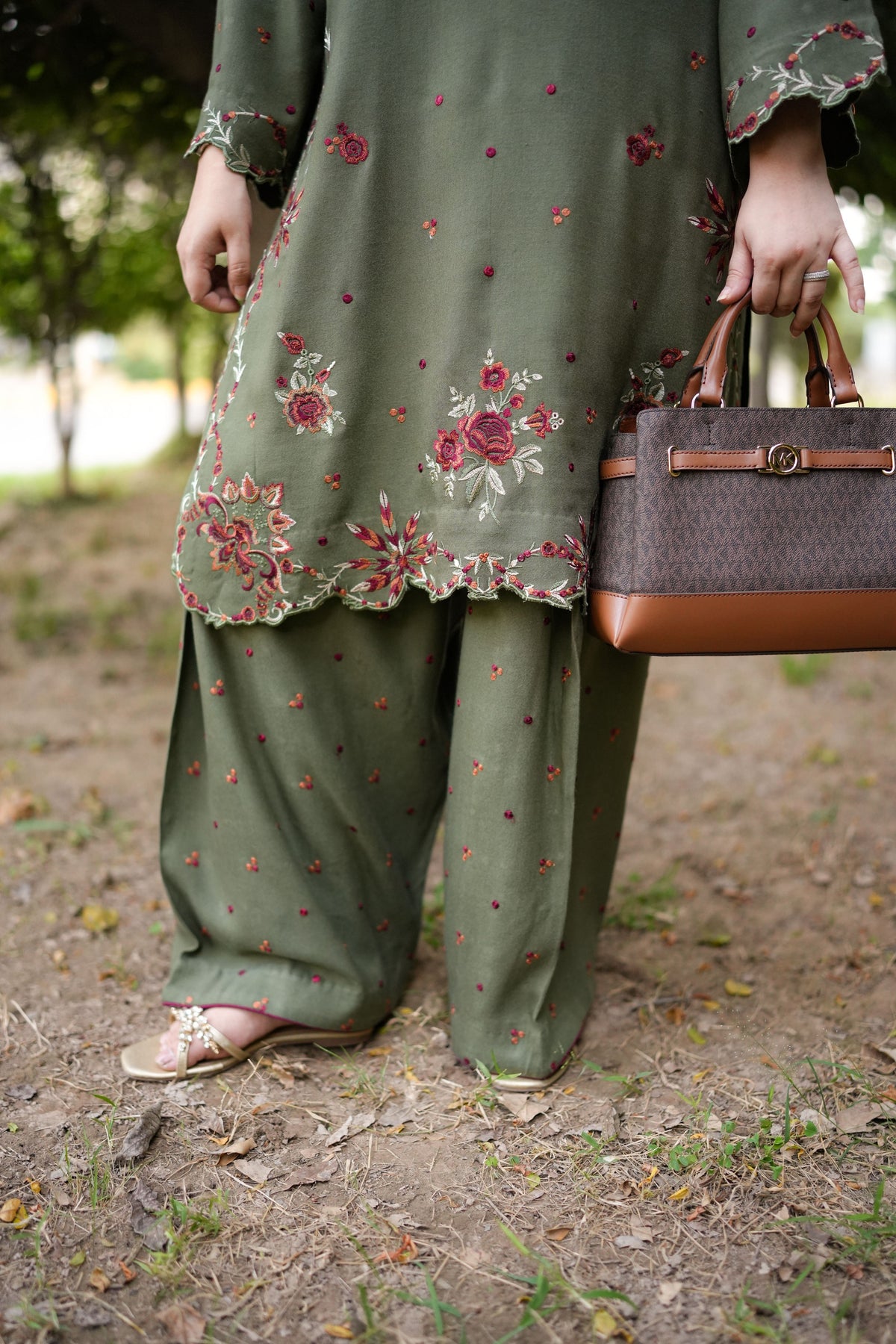 Aneelas Peach Wool Emb Shirt Trouser 2pc [PLX-26-11] [Dispatch Time 2 Months]