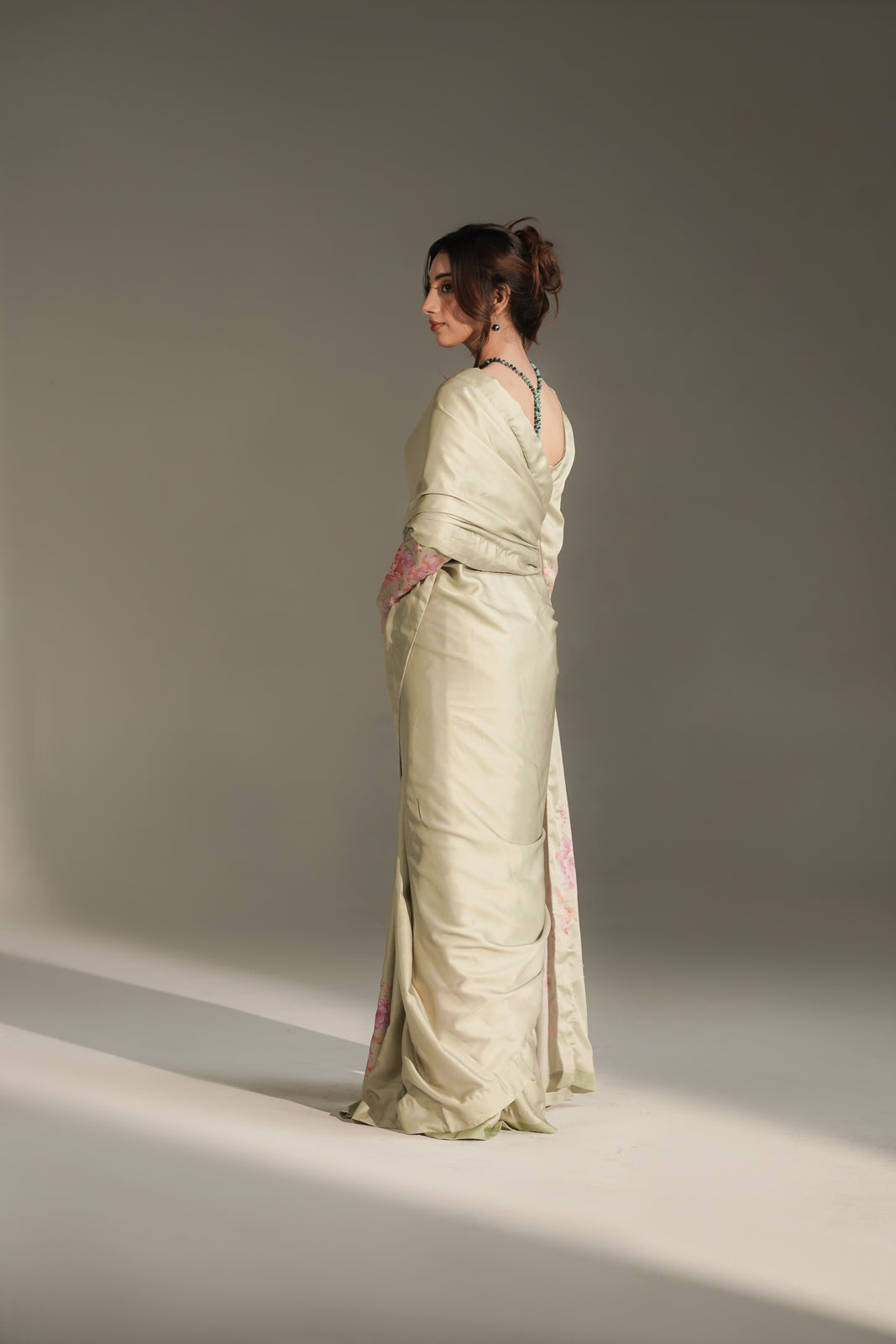 3 Piece Printed Shamoz Silk Embroidered Saree/Blouse/Petticoat (FW0035)
