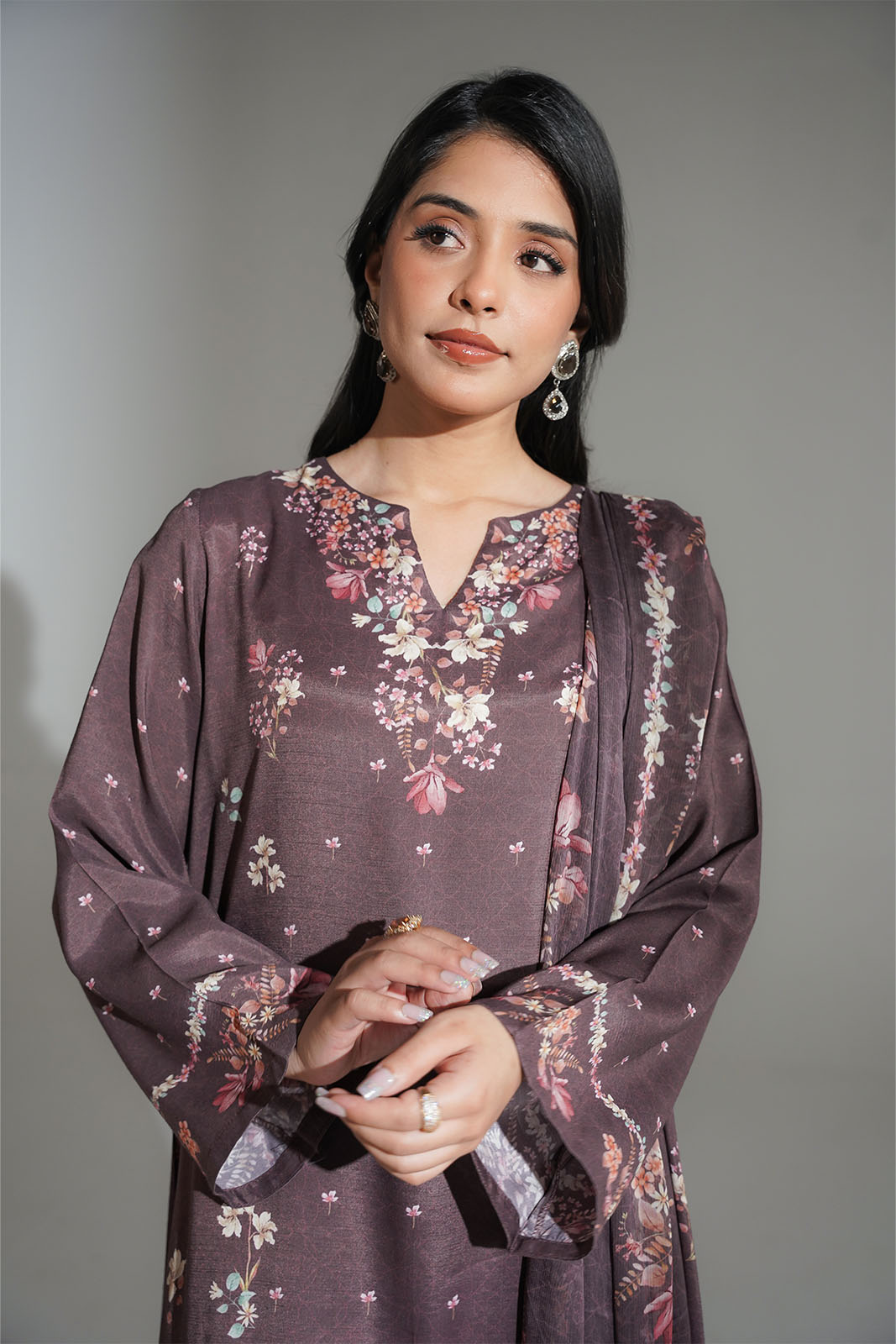 3 Piece Printed Raw Silk Printed Suit (FS0168)