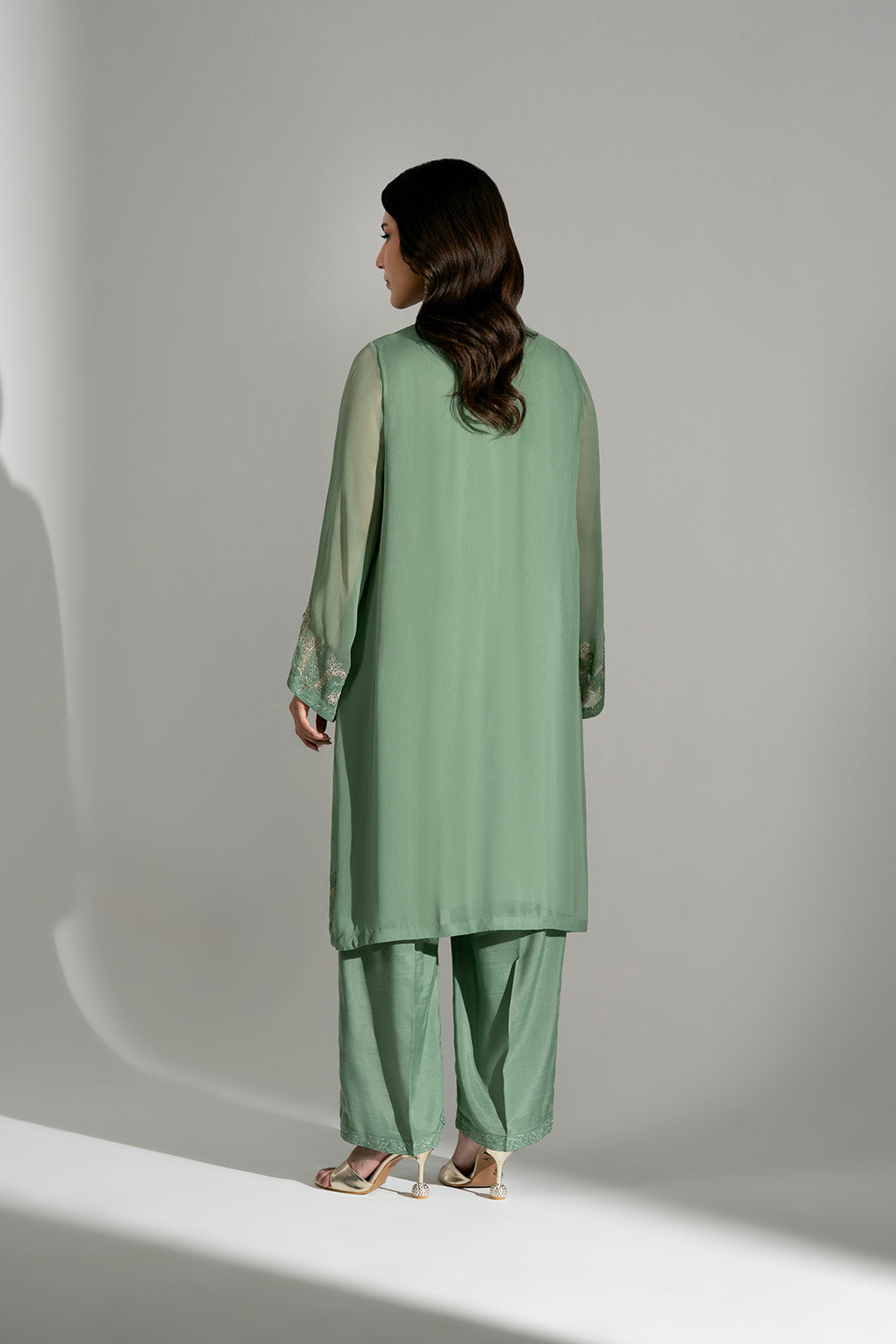 2 Piece Chiffon Embroidered Suit (FS0184)