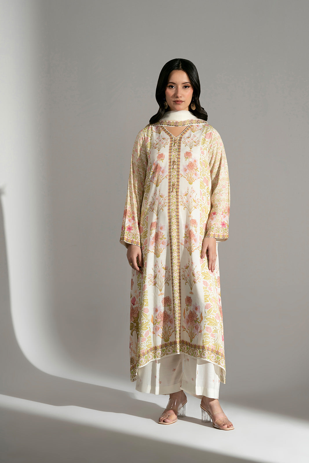 3 Piece Printed Raw Silk Printed Suit (FS0171)