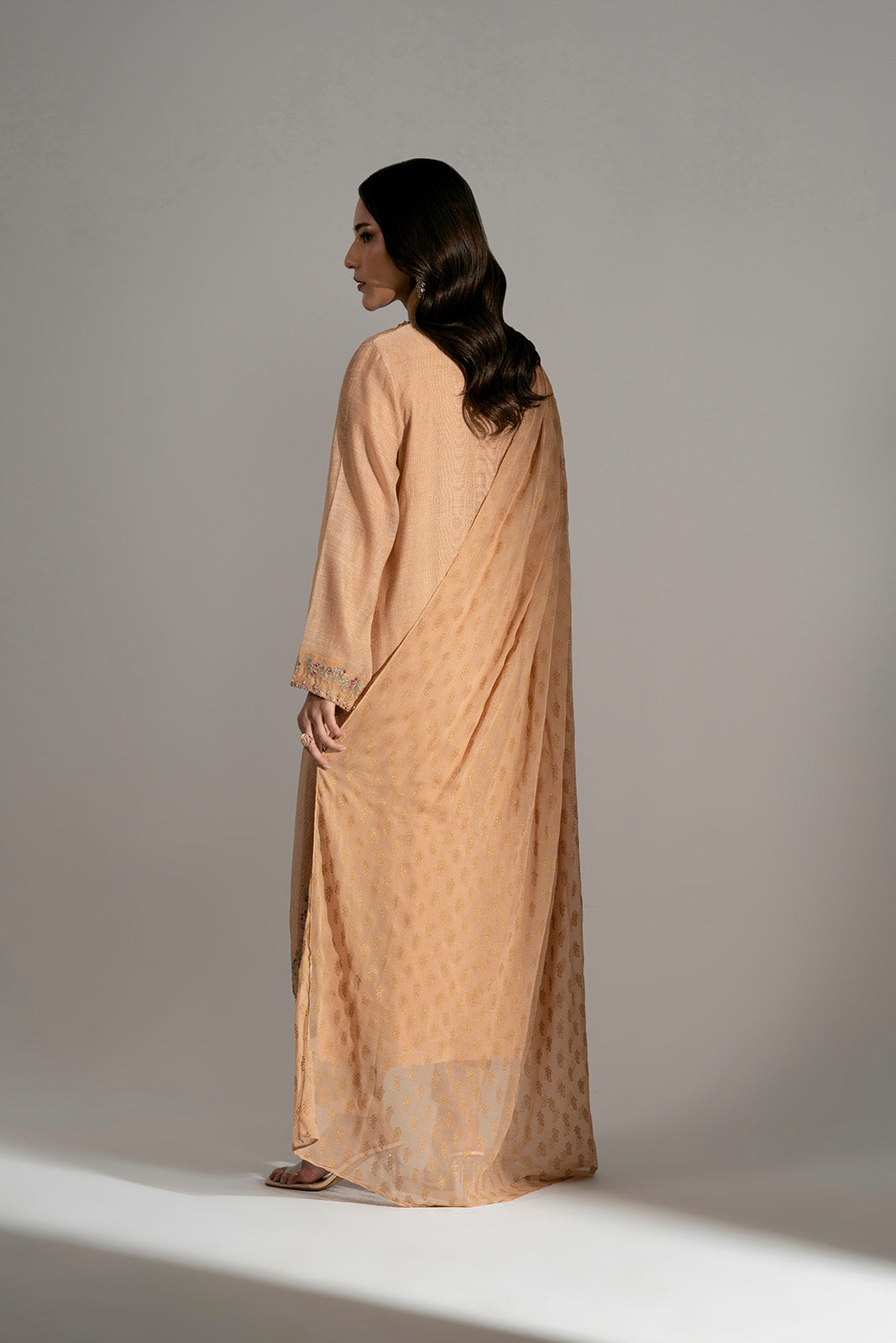 3 Piece Khadi Net Embroidered Suit (FL0196)