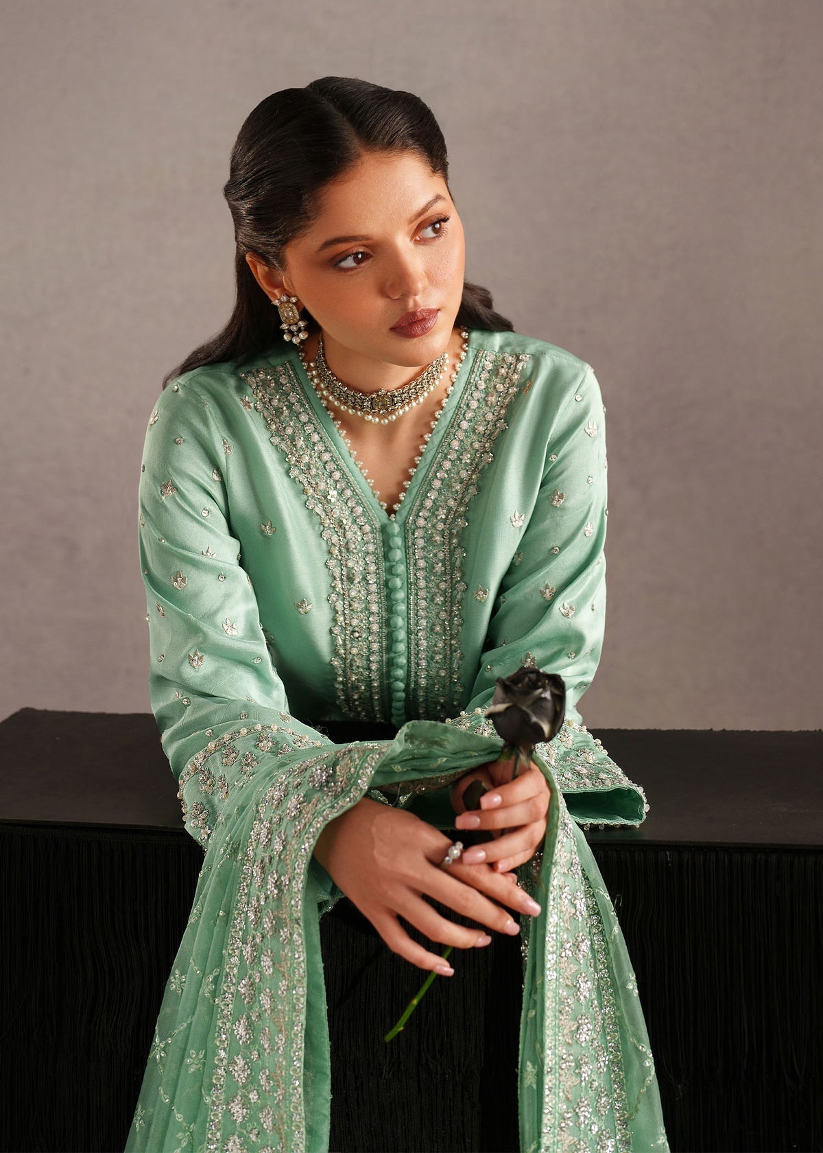 Zahraa Style — Mairaz Mint Green Three-Piece Suit