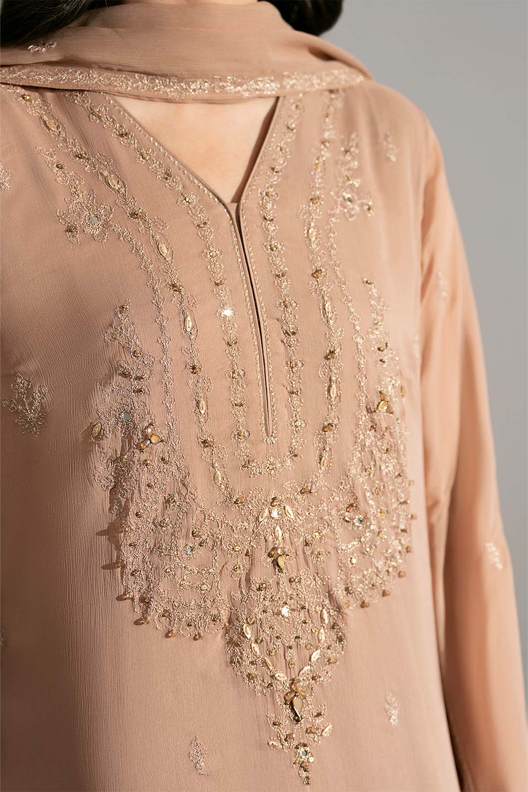 3 Piece Chiffon Embroidered Suit (FL0192)