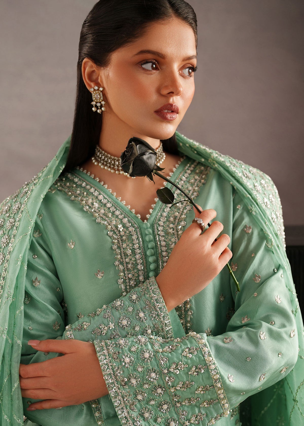 Zahraa Style — Mairaz Mint Green Three-Piece Suit