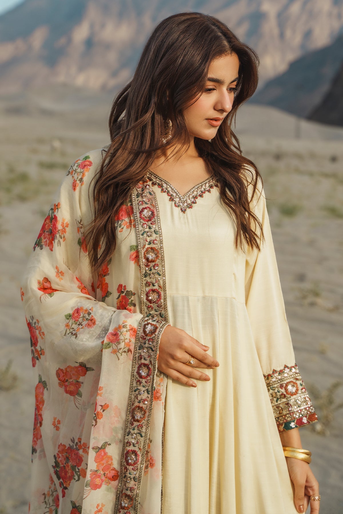 3 Pcs Stitched Raw Silk Pishwas CMA-6-430-OFF WHITE