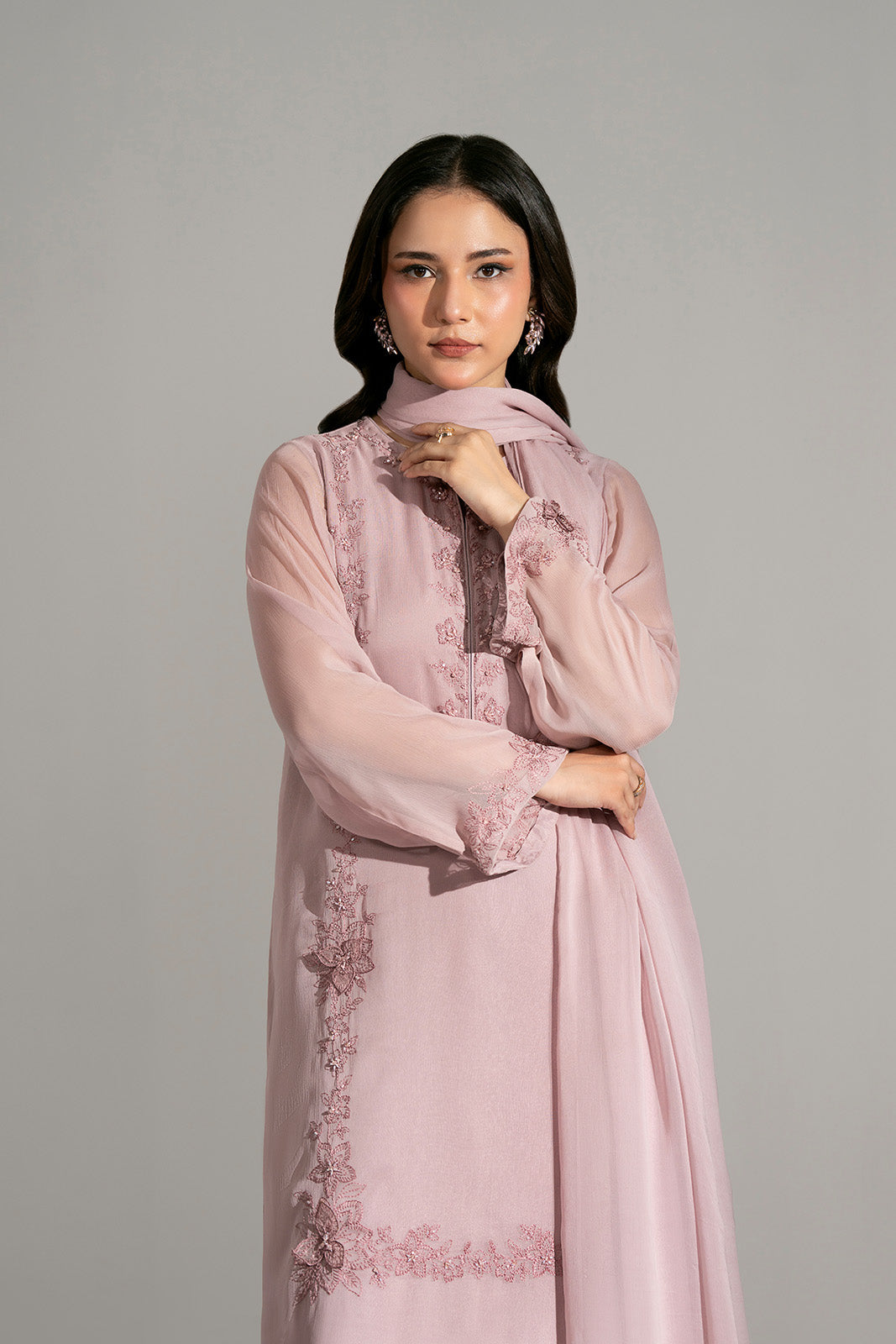 3 Piece Chiffon Embroidered Suit (FL0190)