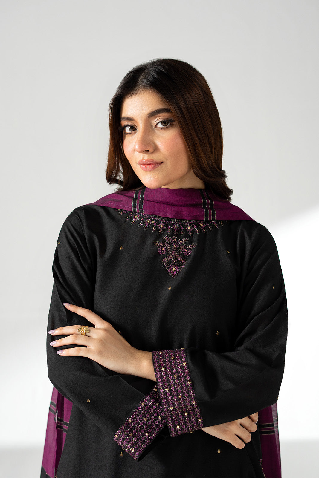 3 Piece Cotton Silk Embroidered Suit (CS0653)