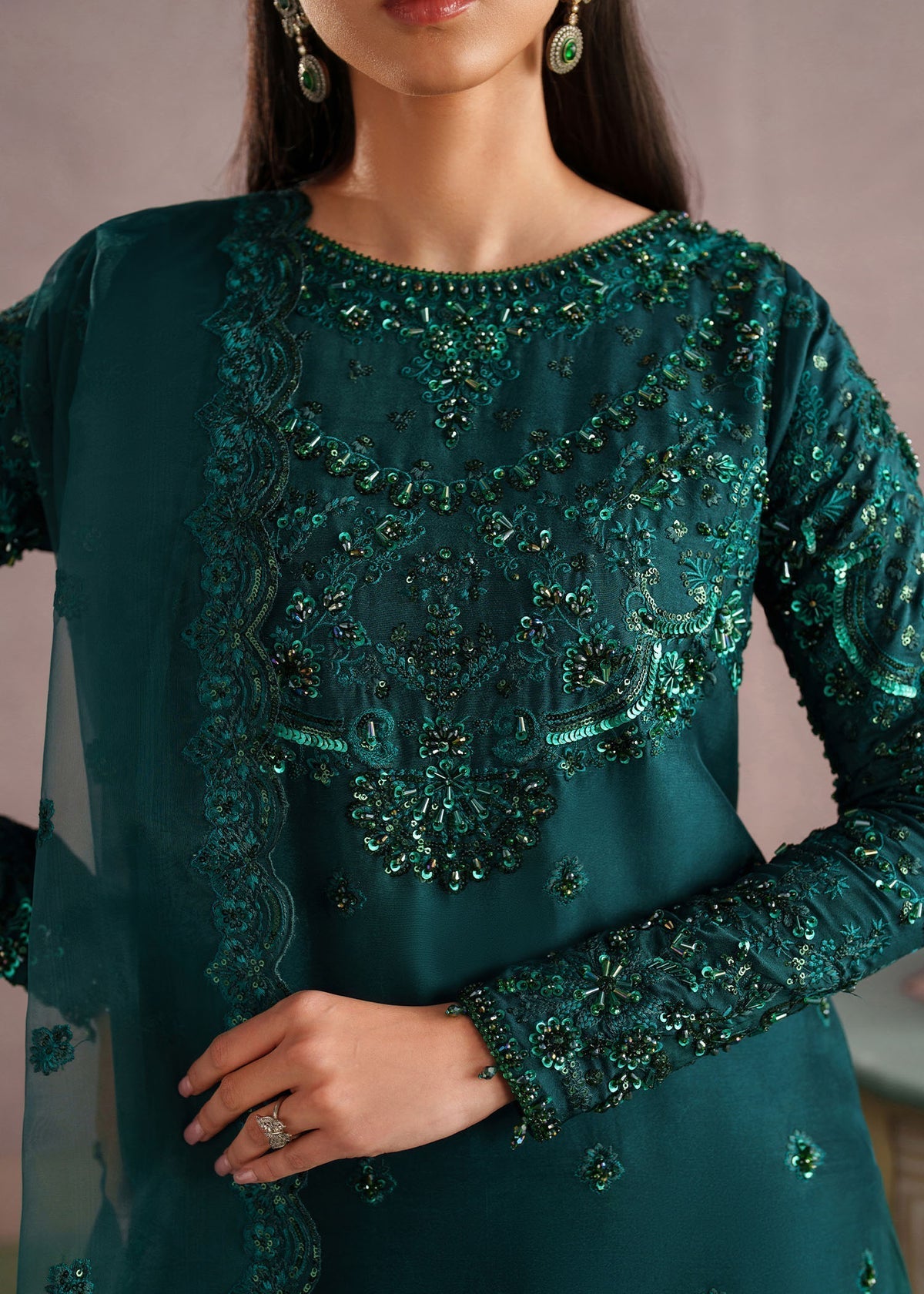 Rameen Style — Mairaz Bottle Green Sharara