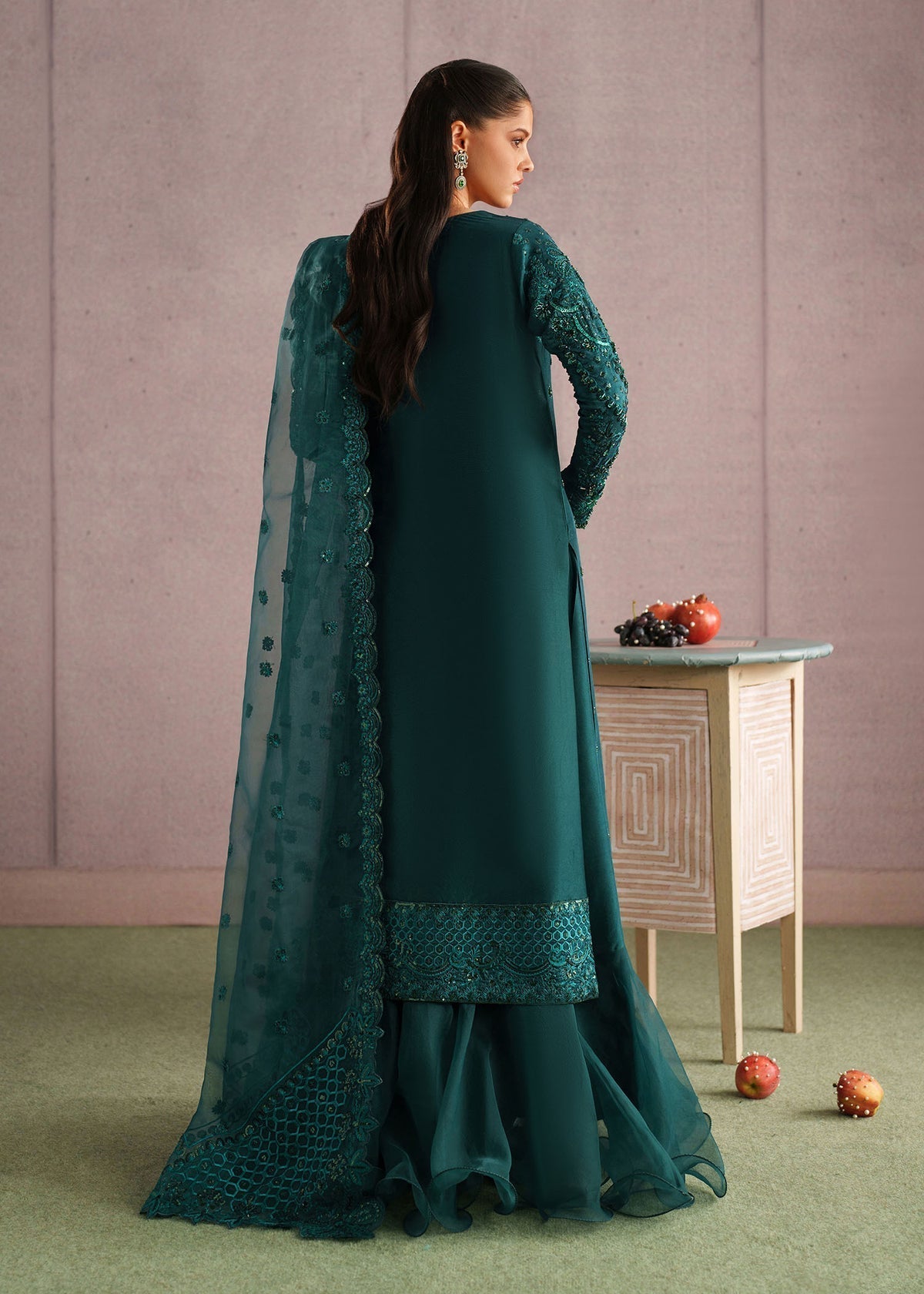 Rameen Style — Mairaz Bottle Green Sharara