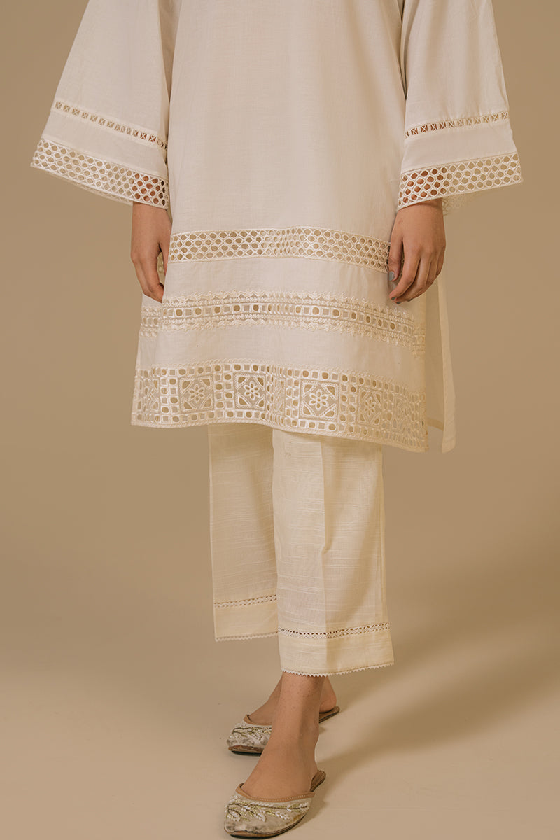 IVORY MIST-LAWN EMBROIDERED SHIRT