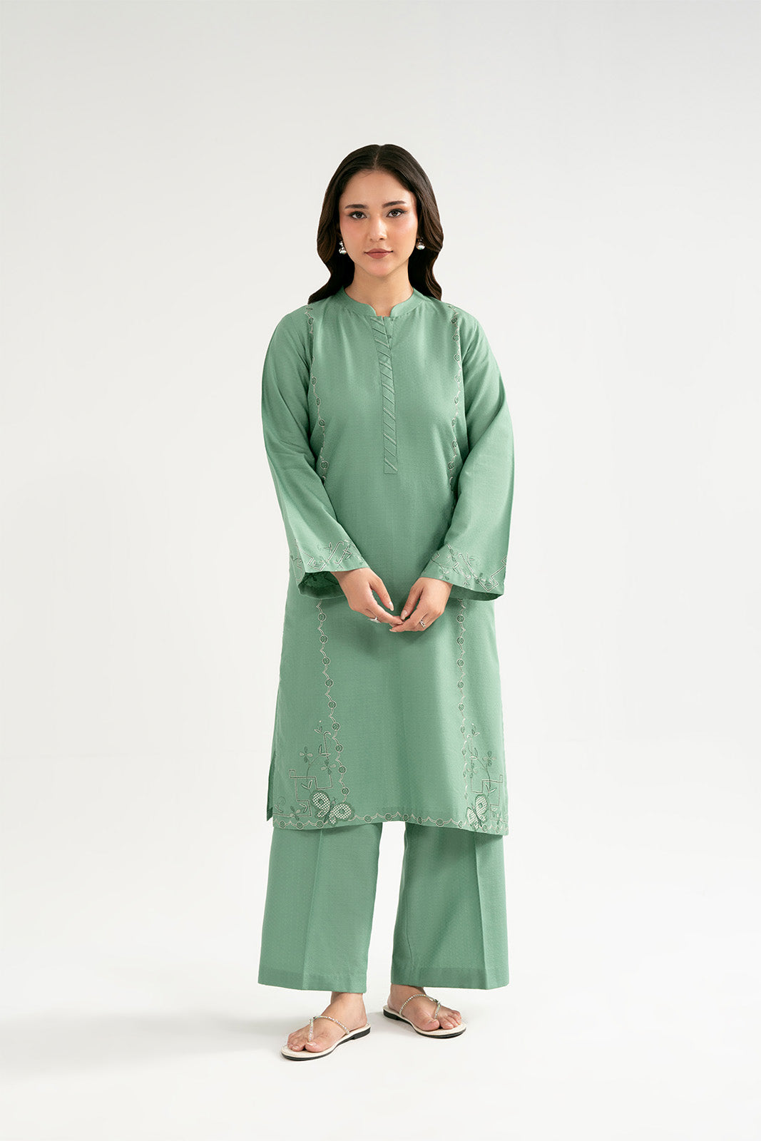 2 Piece Self Jacquard Embroidered Suit (CP0507)