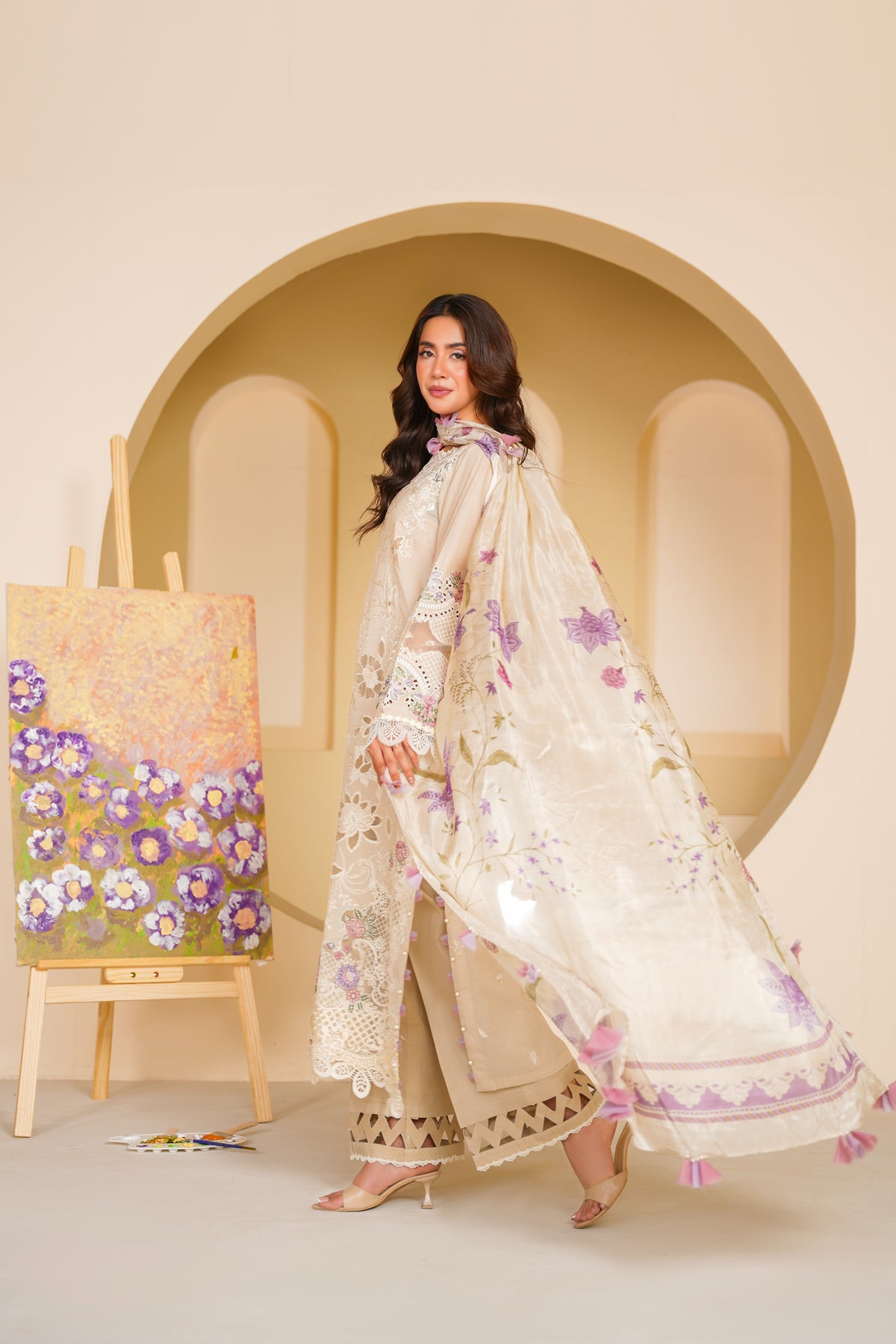 Aneelas Lawn Emb 3pc Silk Duppata [LUX-26-87] [Dispatch Time 2 Months]
