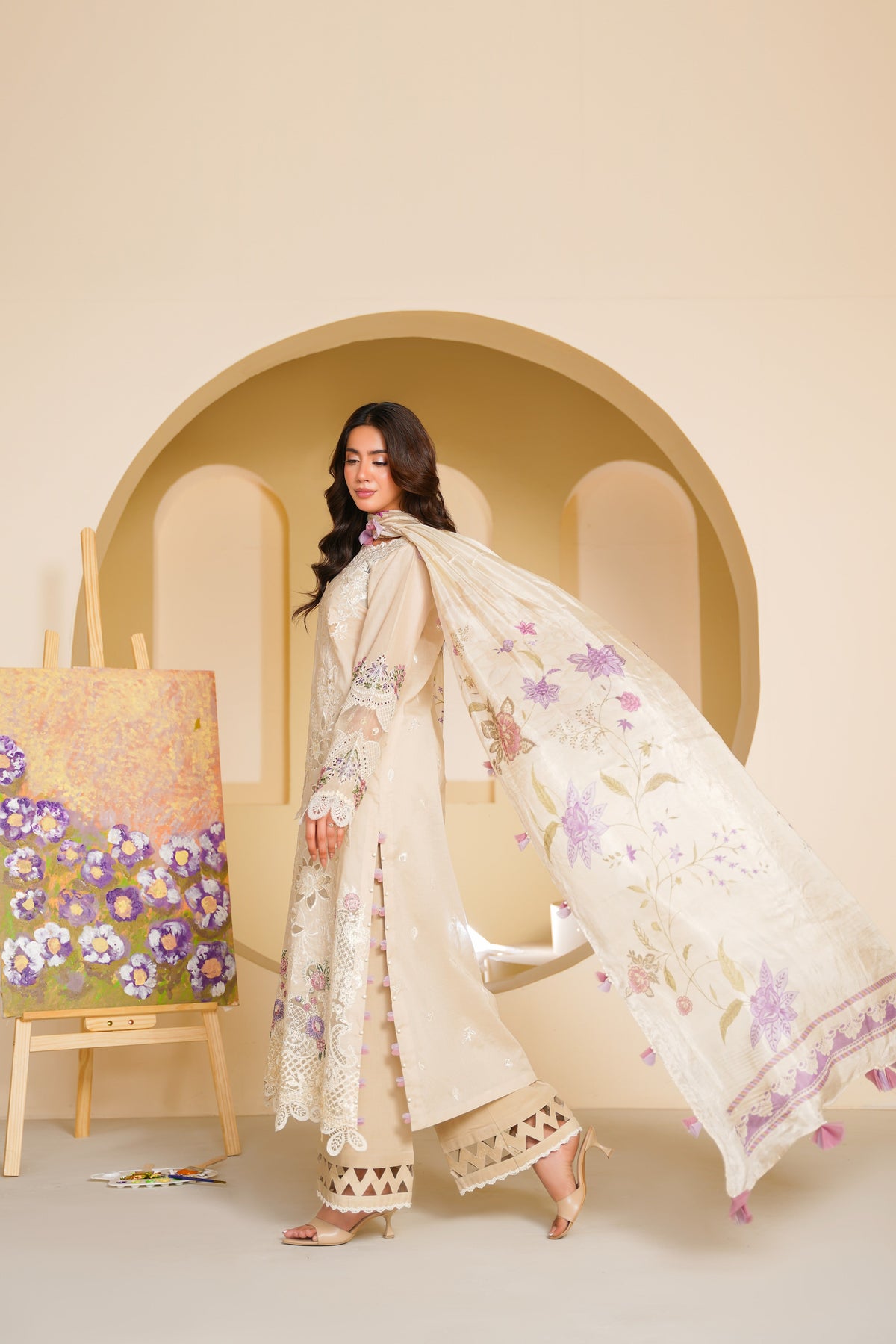Aneelas Lawn Emb 3pc Silk Duppata [LUX-26-87] [Dispatch Time 2 Months]
