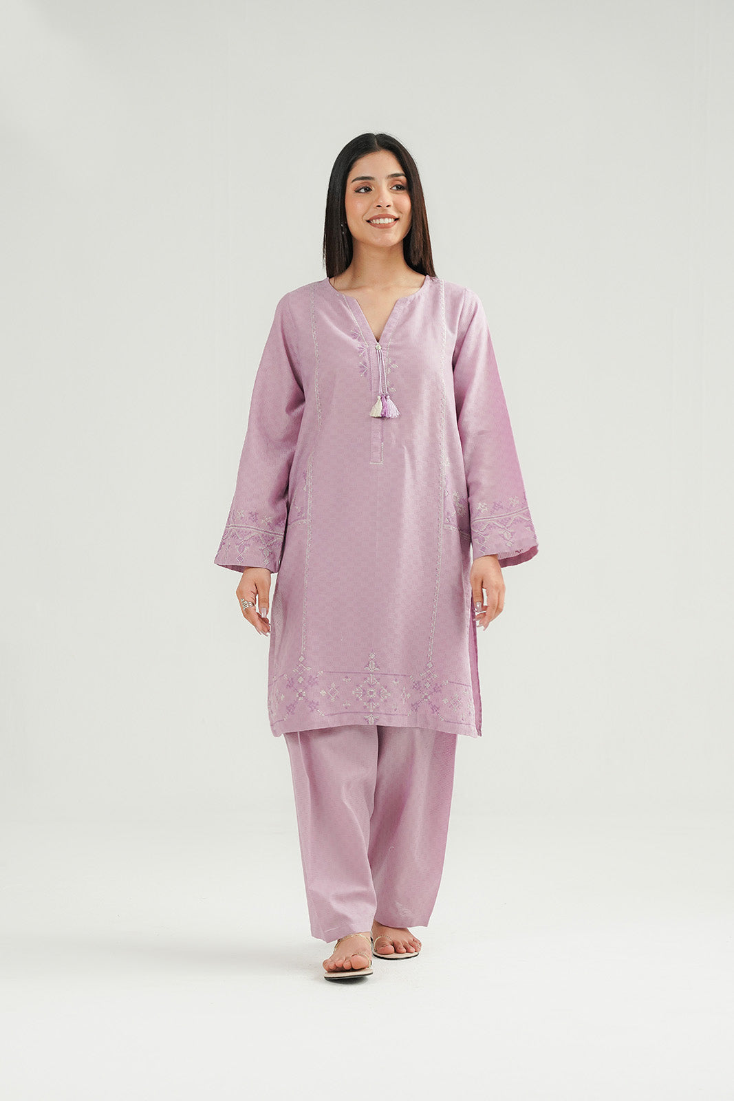 2 Piece Self Jacquard Embroidered Suit (CP0425)