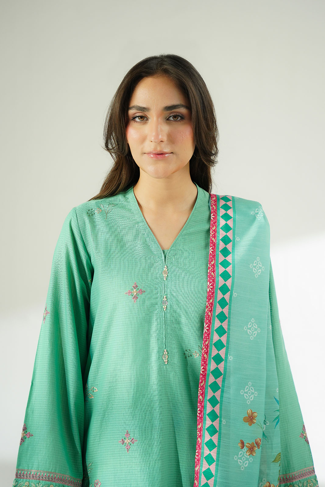 3 Piece Cotton Rip Stop Embroidered Suit (CS0629)