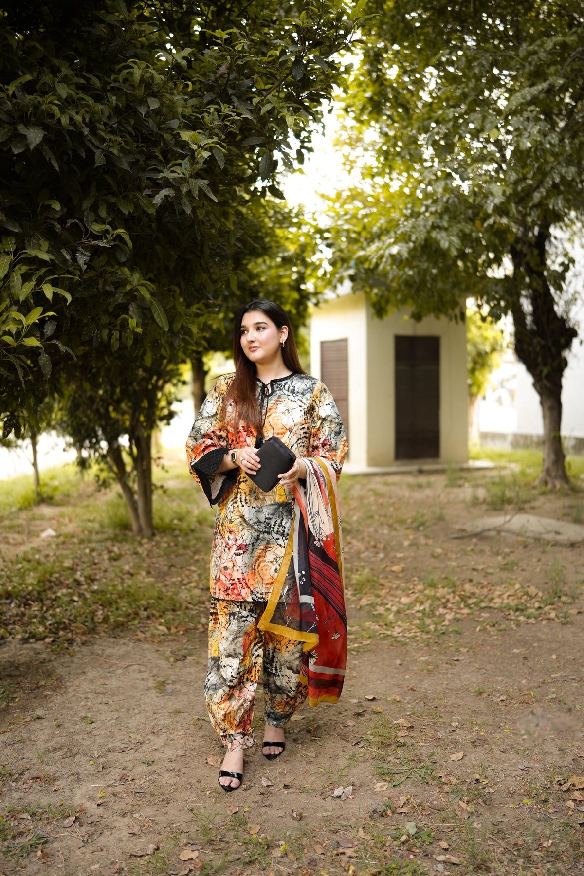 Aneelas Viscose Print Emb 3pc Silk Duppata [WPR-26-09-A-B] [Dispatch Time 2 Months]