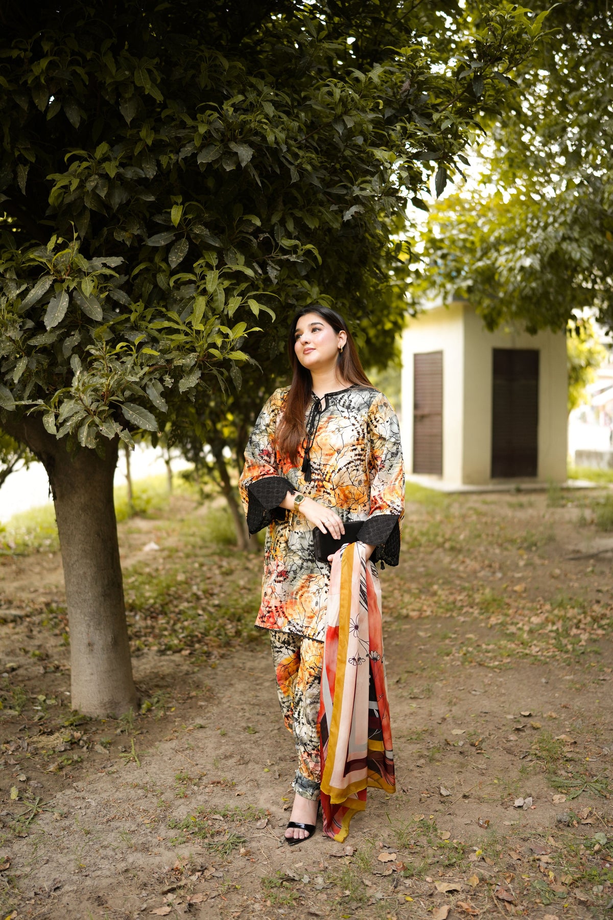Aneelas Viscose Print Emb 3pc Silk Duppata [WPR-26-09-A-B] [Dispatch Time 2 Months]