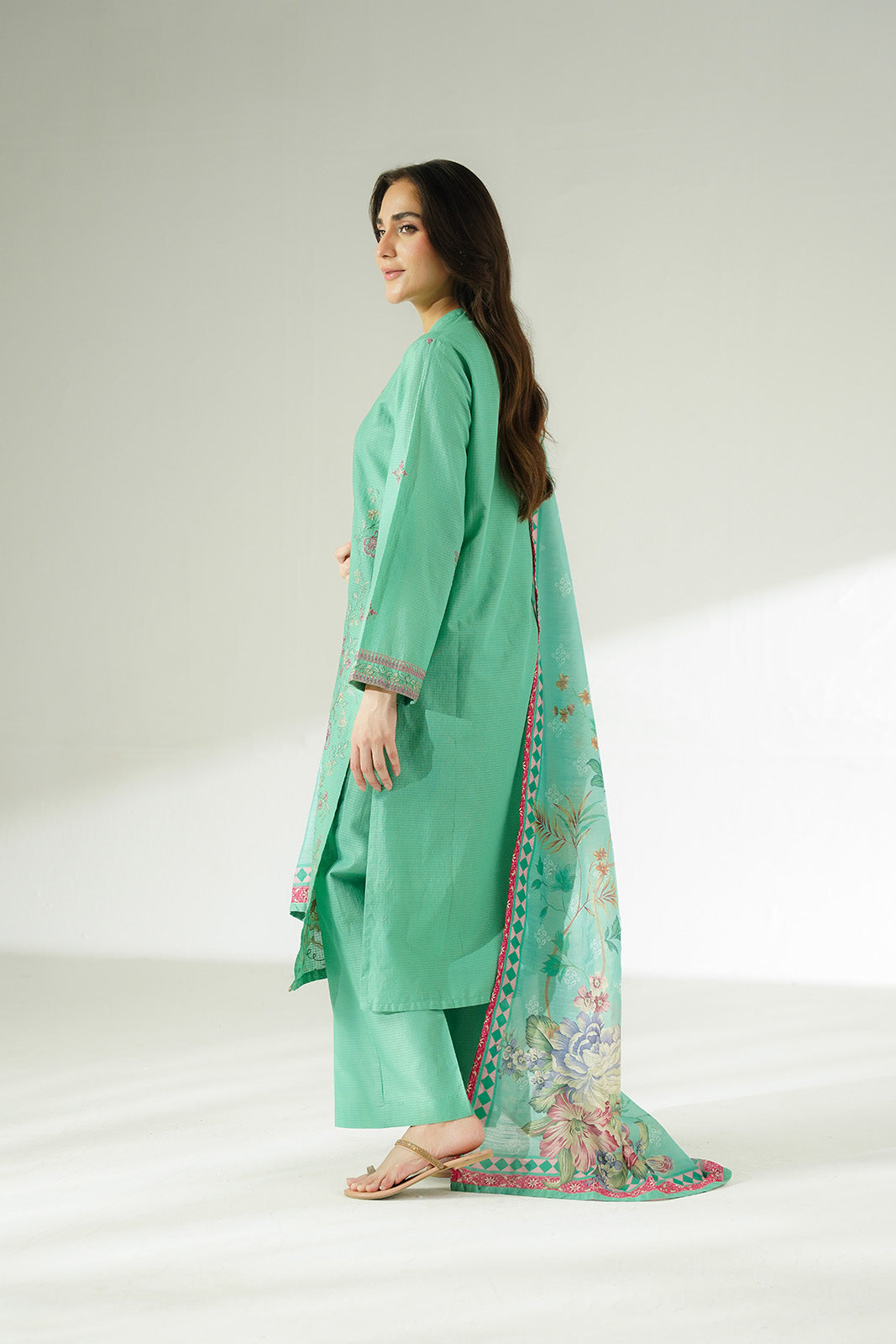 3 Piece Cotton Rip Stop Embroidered Suit (CS0629)