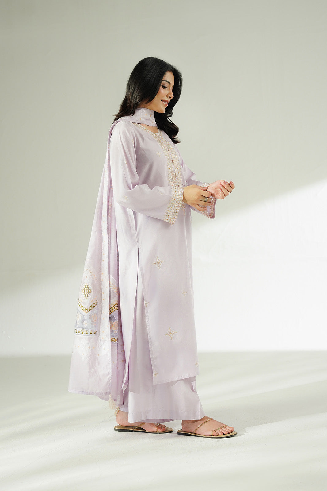 3 Piece Cotton Silk Staple Embroidered (CS0626)